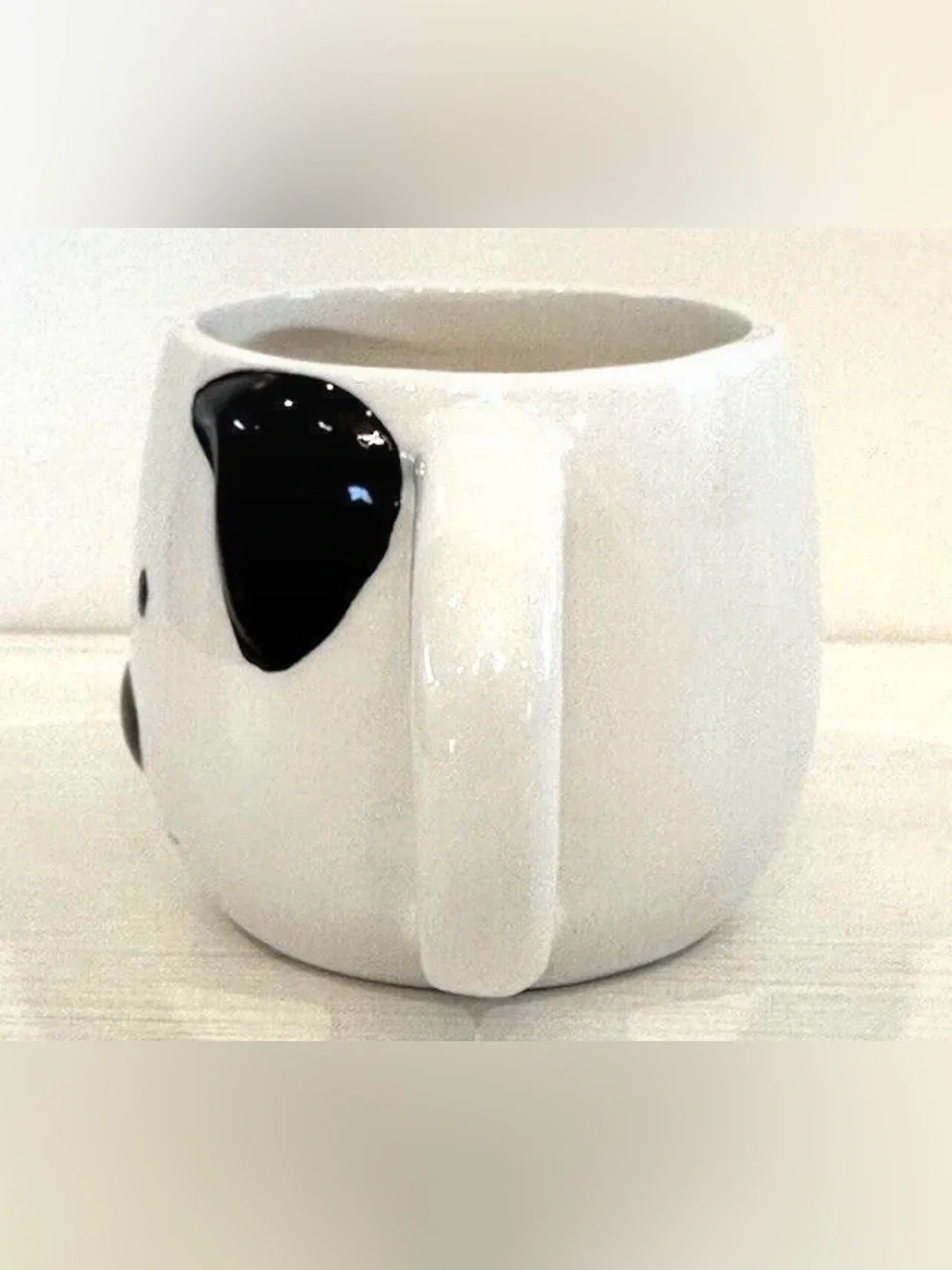 Cute White Dog Face Ceramic Mug with Black Accents